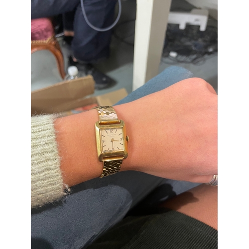 132 - Patek PhilippeCirca 1950An 18 carat gold square shaped ladies' wristwatchOn a slightly later brick l... 