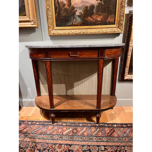 208 - English, c. 1790A mahogany/sycamore (?) D-shaped side tableWith original grey marble topProperty of ... 