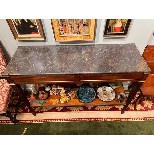 209 - Late 18th Century, EnglishA mahogany and brass bound servery table, with original marble topWith fou... 