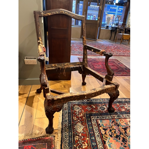 218 - Attributed to Paul SaundersA fine George III mahogany library chair, c. 1760With fine carved cabriol... 