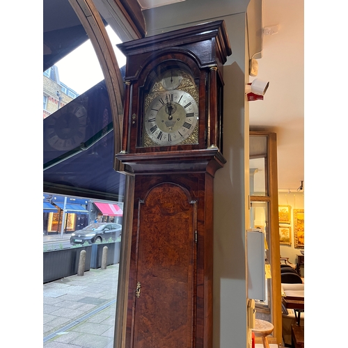 222 - Queen Anne grandfather clock By Peter KingBurr walnutProperty of a gentleman Dimensions:84 in. ... 