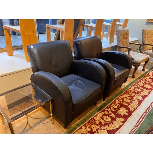 226 - A pair of black leather upholstered armchairs in 1930s styleProperty of a GentlemanDimensions:33.5 i... 