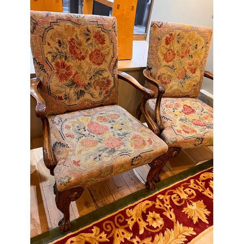 238 - 19th centuryA pair of needlework upholstered Gainsborough chairsWith profusely carved front and back... 