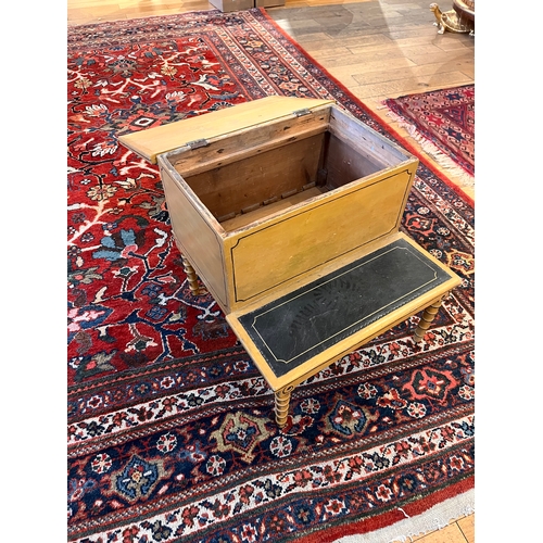 274 - 19th CenturyAn antique step with simulated bamboo legs, black and gilt tooled leather inset surfaces... 