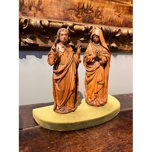 312 - Flemish16th CenturyA pair of Joseph and Mary boxwood sculptures in the round