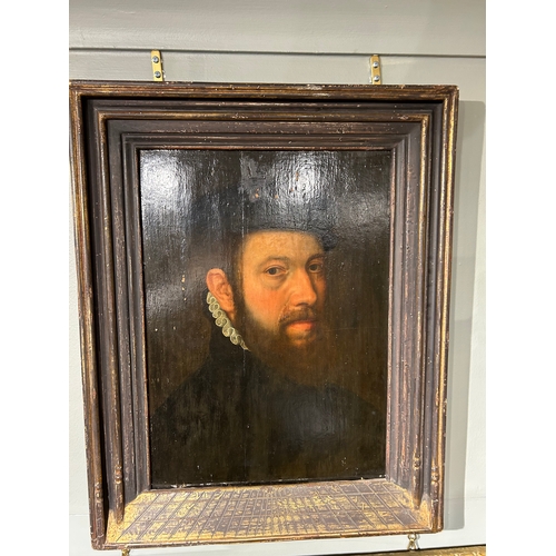 336 - Adriaen Thomas Key (Antwerp, c. 1544 - c. 1599)A portrait of a bearded man in black with a beretOil ... 