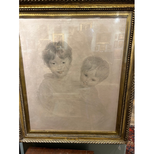 373 - Sir Thomas Lawrence (1769 - 1830)Two children embracingGraphite and chalk on linenProperty of a Gent... 