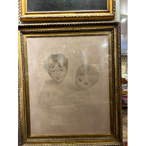 373 - Sir Thomas Lawrence (1769 - 1830)Two children embracingGraphite and chalk on linenProperty of a Gent... 