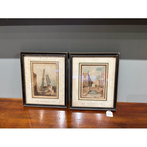 388 - David Roberts RA (1796 - 1864)A pair of watercolours of European views Watercolour on paperProperty ... 