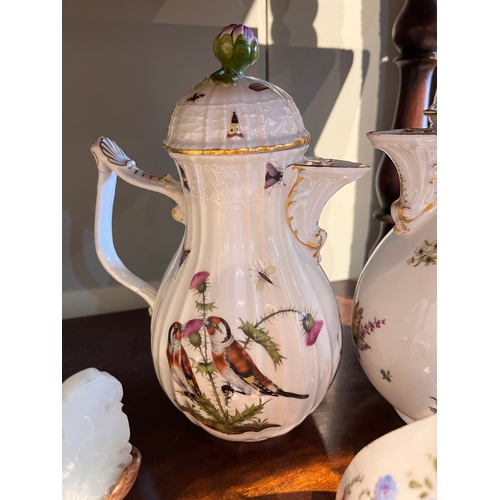 525 - [a] A Meissen coffee pot with elegant repairs[b] A Derby china inspired gourd-like vaseProperty of a... 