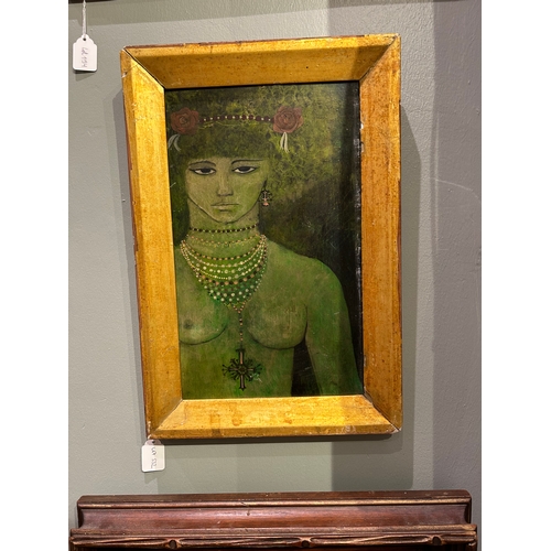 532 - Property of a GentlemanSouth AsianCirca 1970A green womanOil on artist's boardDimensions:(Frame) 10.... 