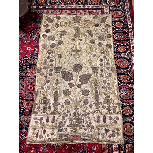 155 - Ottoman19th CenturyA silk and gold thread textile with a hanging prayer lamp motifProperty of an aca... 