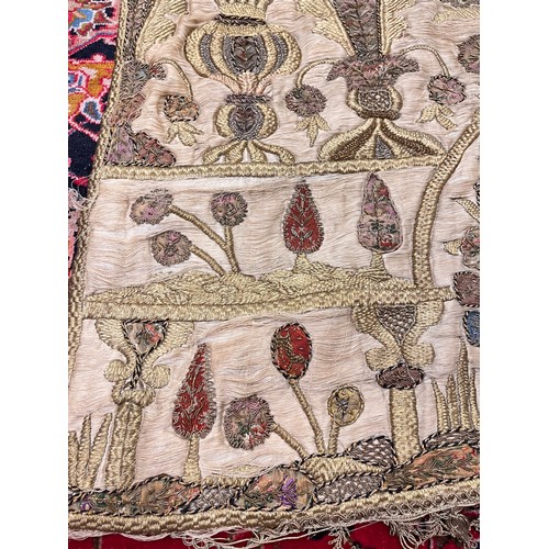 155 - Ottoman19th CenturyA silk and gold thread textile with a hanging prayer lamp motifProperty of an aca... 