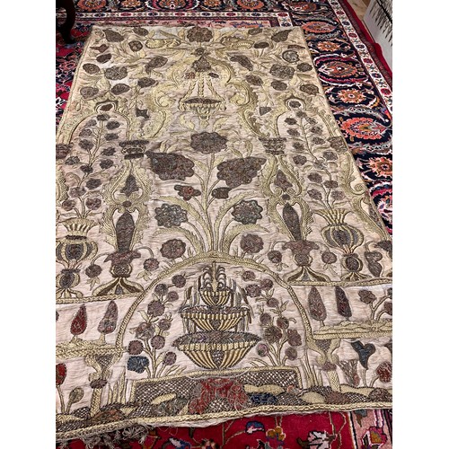 155 - Ottoman19th CenturyA silk and gold thread textile with a hanging prayer lamp motifProperty of an aca... 