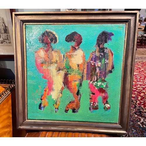 187 - Mohamed Rabie (Egyptian, b. 1968)UntitledOil on canvasSigned, lower leftDimensions:(Frame) 19.5 in. ... 