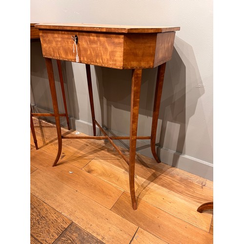 196 - English, c. 1790A satinwood octagonal side table with single drawer and curving tapered legsProperty... 