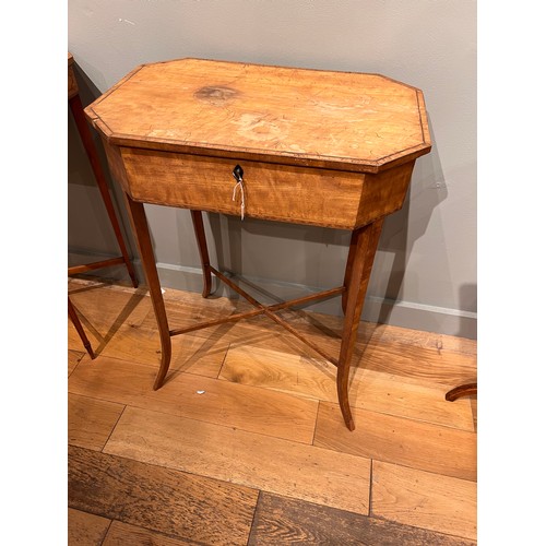 196 - English, c. 1790A satinwood octagonal side table with single drawer and curving tapered legsProperty... 