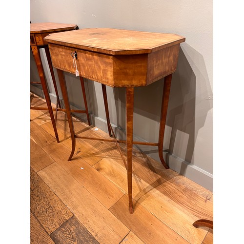 196 - English, c. 1790A satinwood octagonal side table with single drawer and curving tapered legsProperty... 