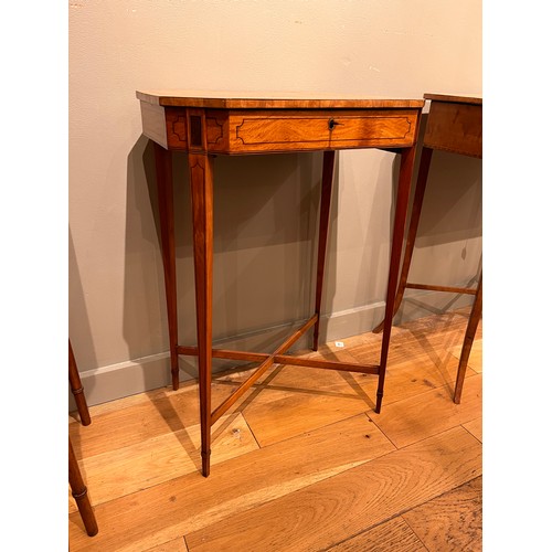 198 - English, c. 1790A satinwood octagonal side table with single drawer and tapered legs, with dark-wood... 