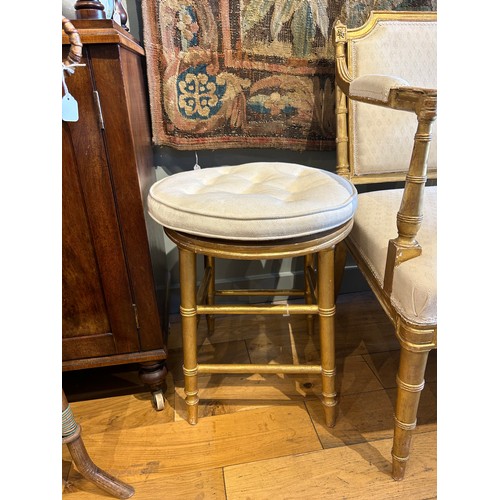 272A - Late 18th/19th Century, EnglishA small giltwood stool with caned top with modern white round squabPr... 