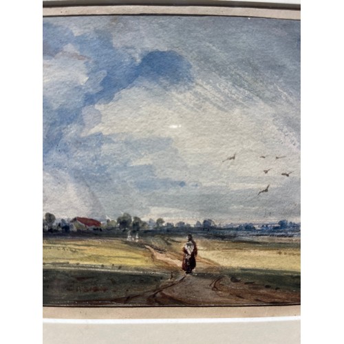 376A - Circle of John ConstableA peasant woman in a landscape with rainbowWatercolour on paperProvenance:Ch... 