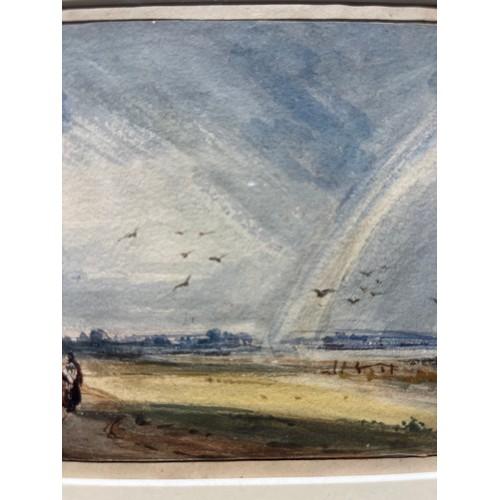 376A - Circle of John ConstableA peasant woman in a landscape with rainbowWatercolour on paperProvenance:Ch... 