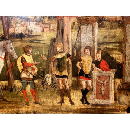 320 - Gian Maria Falconetto (Veronese, 1468 - 1540)A mythological or historical sceneOil on panelIn a carv... 