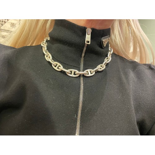 89 - HèrmesCirca 2000A matching large chaine d'ancre necklace and braceletCast in sterling silverWeight:A... 