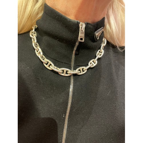 89 - HèrmesCirca 2000A matching large chaine d'ancre necklace and braceletCast in sterling silverWeight:A... 