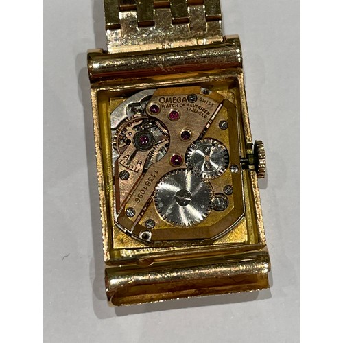 125 - BoucheronCirca 1960An 18 carat gold bracelet watchOmega Watch Co. movementWeight:Approximately 51 gr... 