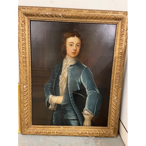 344A - British School18th CenturyA portrait of a young gentleman in blue silk frock coatOil on canvasSigned... 