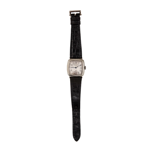 2 - Patek PhilippeDated 1922An 18 carat white gold and crocodile leather strap gentleman's wristwatchThe... 