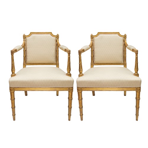 149 - Late 18th Century, EnglishA pair of small giltwood upholstered armchairsDimensions:32 in. (H) x 21.5... 