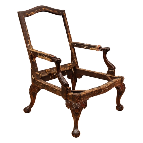 152 - Attributed to Paul SaundersA fine George III mahogany library chair, c. 1760With fine carved cabriol... 