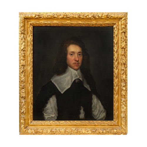 260 - Circle of William Dobson (1611 - 1646)A portrait of a young man in black jacket with white ruff and ... 