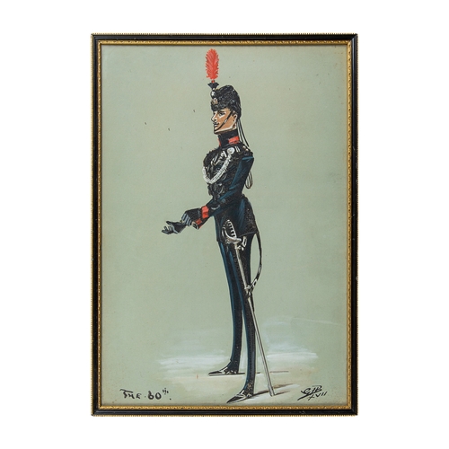 403 - Early 20th CenturyThe 60th Regimental Dress, 1917Gouache on paper Monogramed 'GHB' and dated bo... 