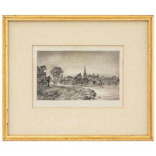 433 - Property of a Nobleman17 black printed stipple engravings:[a] view of lake with church steeple, brid... 