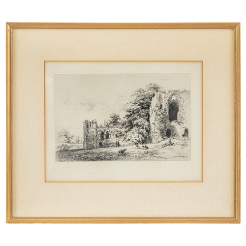 433 - Property of a Nobleman17 black printed stipple engravings:[a] view of lake with church steeple, brid... 