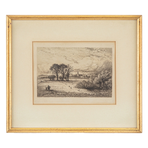 433 - Property of a Nobleman17 black printed stipple engravings:[a] view of lake with church steeple, brid... 