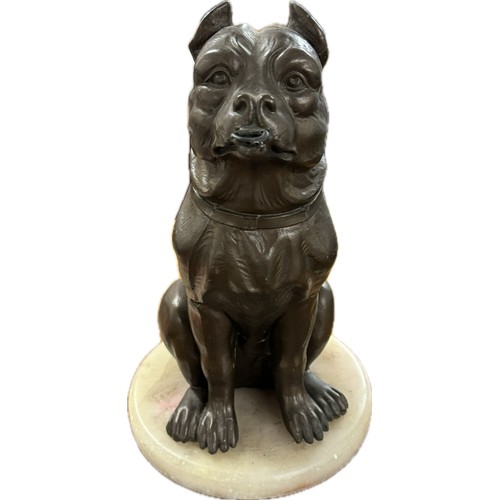 466 - Mid 20th CenturyCast of French bulldogMetal on stone baseDimensions:12.25 in. (H) x 7.75 in. (W)... 