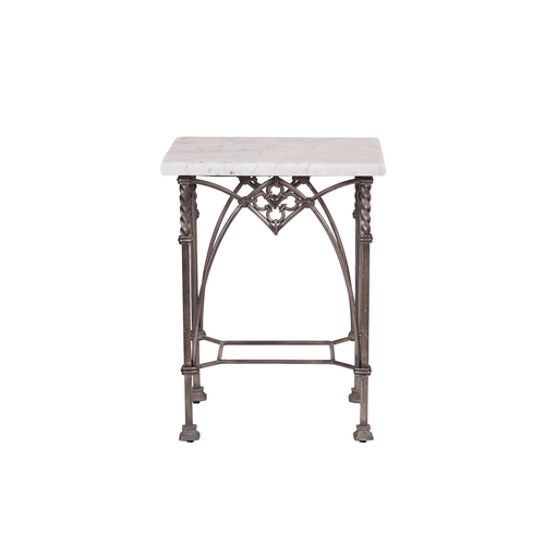 196 - Property of a LadyModernA pair of Gothic revival marble top side tablesDimensions:26 in. (H) x 19.75... 