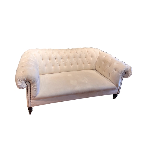 244 - 19th Centurya Howard-style white upholstered Chesterfield sofaDimensions:28 in. (H) x 84 in. (W) x 4... 