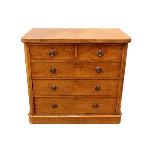 247 - VictorianA burr walnut chest of drawersWith drawers 2 over 3Dimensions:42 in. (H) x 42 in. (W) x 19.... 