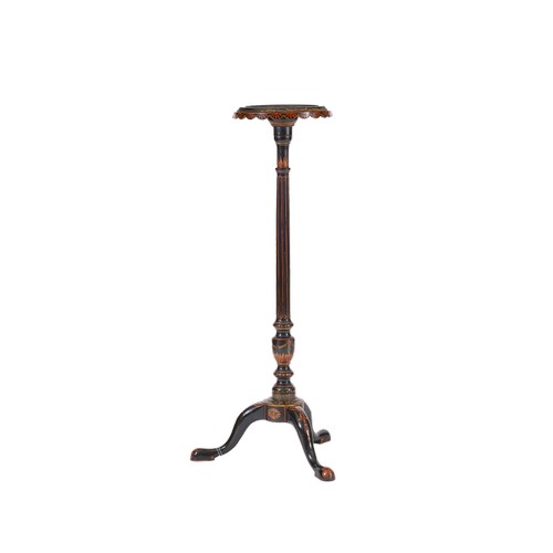 168B - An Aesthetic Movement torchere A Japanned torchere lamp stand on three feet, with fluting to co... 