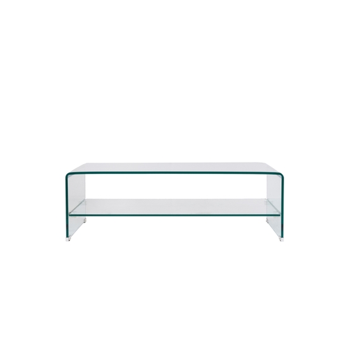 191 - Moderna large shaped glass coffee tableDimensions:14 in. (H) x 43 in. (L) x 21.5 in. (W)... 