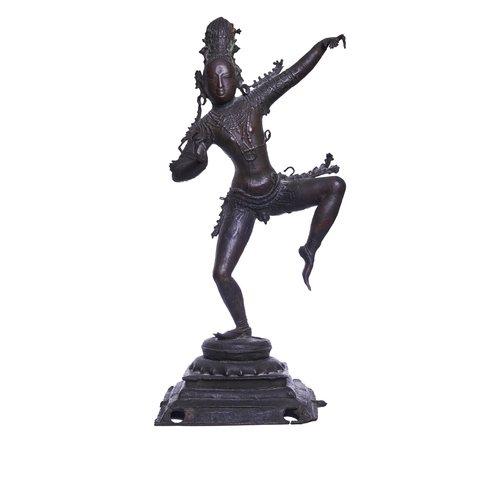 134 - South Asian18th/19th CenturyA bronze dancing deityDimensions:25 in. (H) x 11.5 in. (W)... 