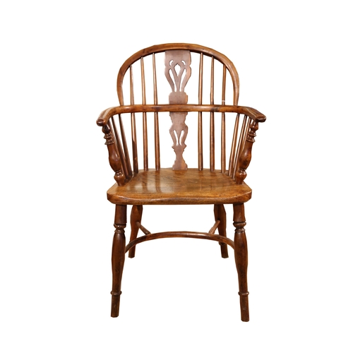 201 - Circa 1830Nicholson of RockleyA yew and elm Windsor armchairDimensions:35 in. (H) x 21.5 in. (W) x 1... 