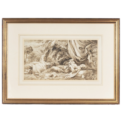 411A - Circle of Richard Cosway, R.A. (1742 - 1821)Circa 1790Sleeping Venus with CupidPen and ink on laid p... 