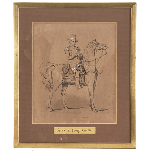 415 - 19th CenturyNapoleon on horseback, November 1855Ink and chalk on paperAfter a statuette by Alfred Gu... 