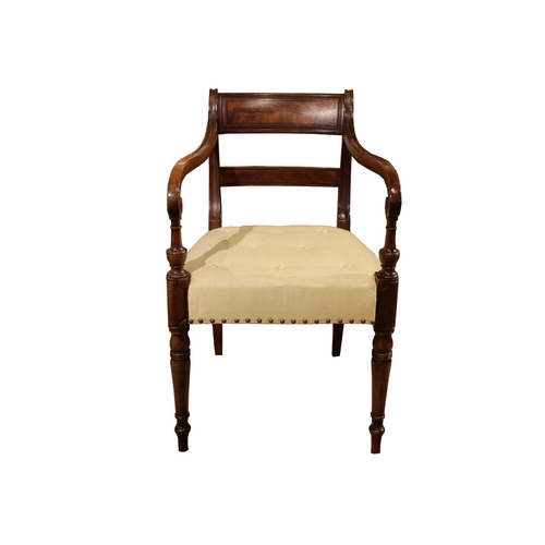 164 - EnglishCirca 1820A suite of eight mahogany dining chairsWith two carversDimensions:32 in. (H) x 15.5... 